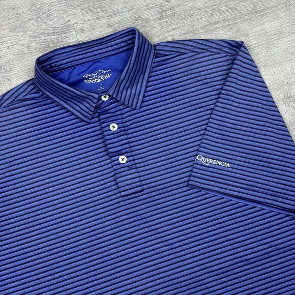 Straight Down Performance Polo Men’s Sz L Querencia Logo Golf Preppy Blue Purple - Picture 1 of 9